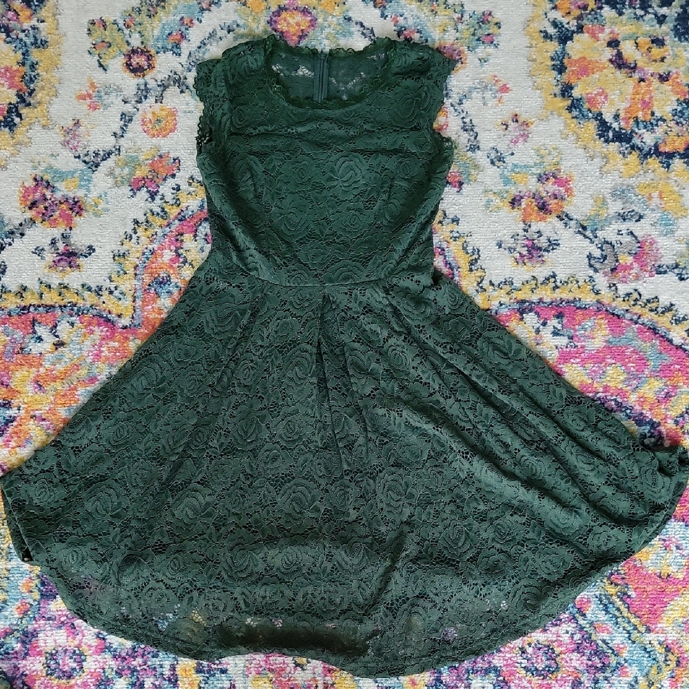 Green Fit and Flare Mini Dress for Weddings